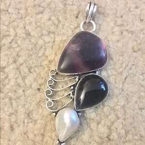 OOAK Amethyst & Pearl Pendant Sterling Silver